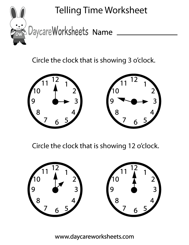 time telling worksheet free
