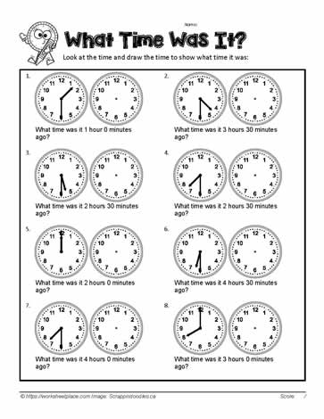 Past Time Half Hour Worksheets