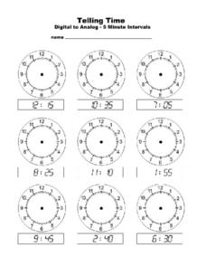 time to 5 minute worksheet