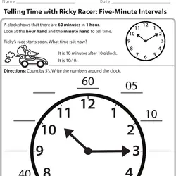 time to five minutes worksheet