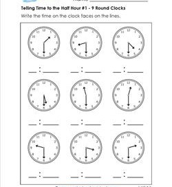 time to half hour worksheet