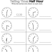 time to half hour worksheet