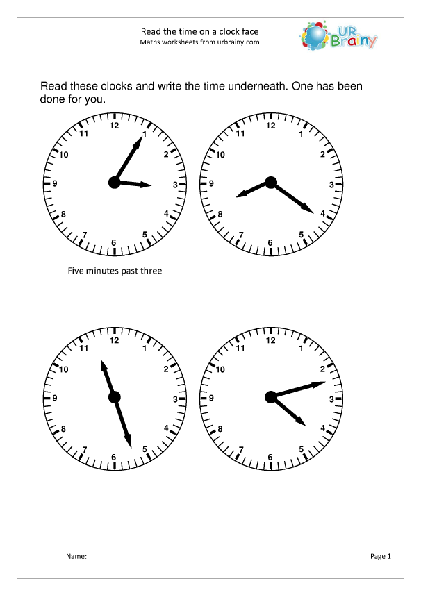 time to the minute worksheet