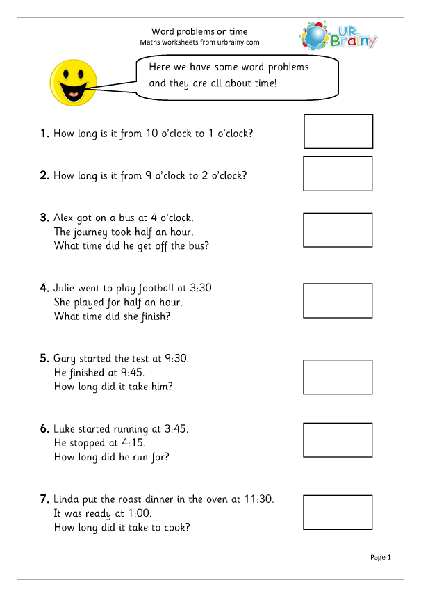 Time word problems - Measuring and Time Worksheets for Year 3 (age ...