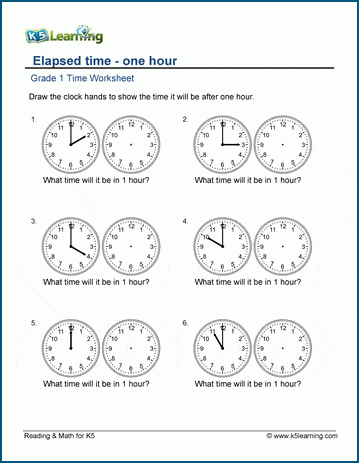 time worksheet 1st grade