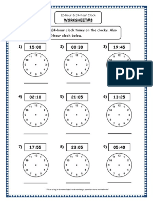 12 Hour 24 Hour Clock Grade 4 Maths Resources Printable Worksheets ...