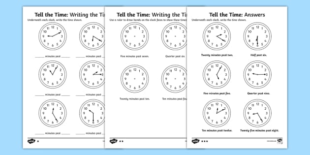 time worksheet 5 min