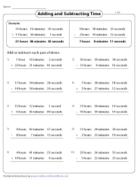 Adding and Subtracting Time Worksheets