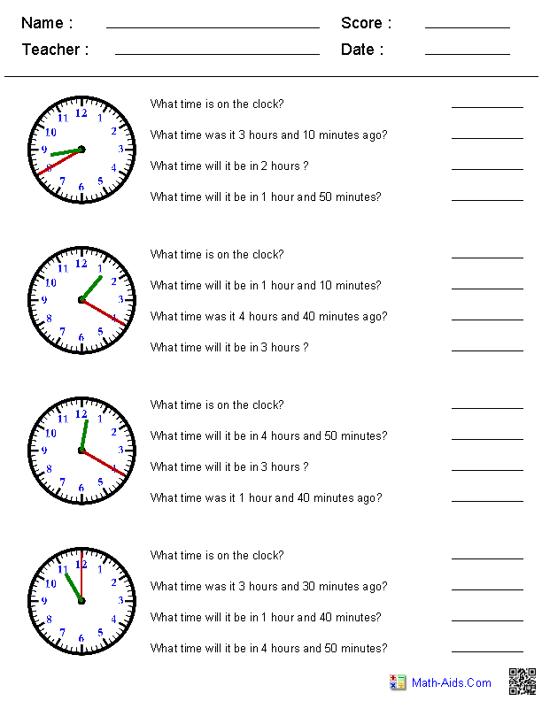 Time Worksheets | Time Worksheets for Learning to Tell Time