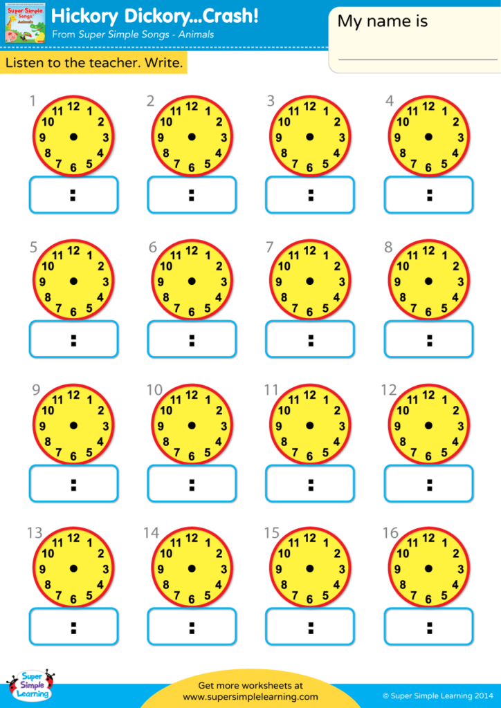 Hickory Dickory...Crash! Worksheet - Listen &  Write (2) - Super Simple