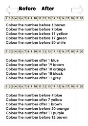 numbers before and after black and white - ESL worksheet by theoldlady