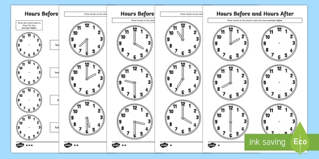 Hours Before and Hours After Differentiated Worksheet / Worksheets