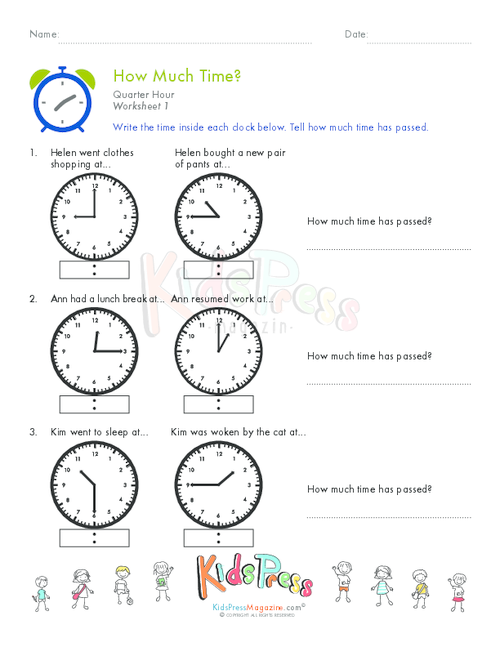 Telling Time Quarter Hour Worksheet #6 - KidsPressMagazine.com