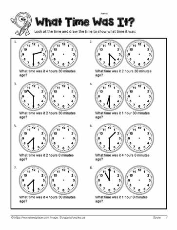 Past Time Half Hour Worksheets