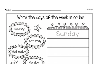 Kindergarten Time Worksheets - Days, Weeks and Months on a ...