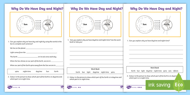 Day and Night Cycle Differentiated Worksheets | Twinkl