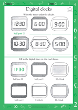 Telling Time: Digital Clocks Worksheet (Grade 1) - TeacherVision