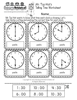 Time Worksheets for Kindergarten (Free Printables)
