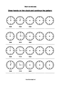 Telling time worksheets later and earlier continue pattern ...