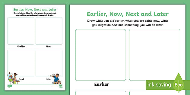 ? Earlier, Now, Next and Later Worksheet (teacher made)