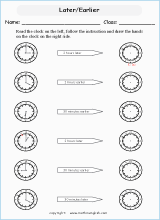 Grade 1 Whole and half hour time mesurement math school worksheets ...