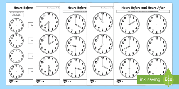 Hours Before and Hours After Differentiated Worksheet / Worksheets