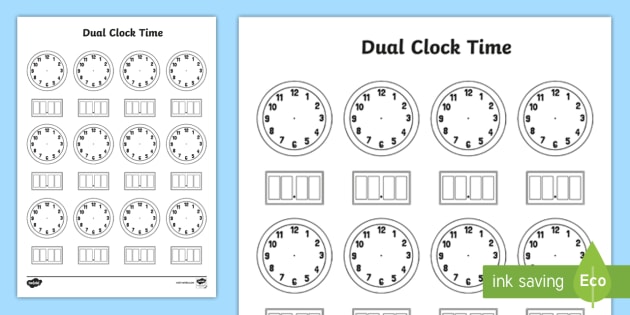 Dual Time Clock Template Worksheet / Worksheet - Twinkl