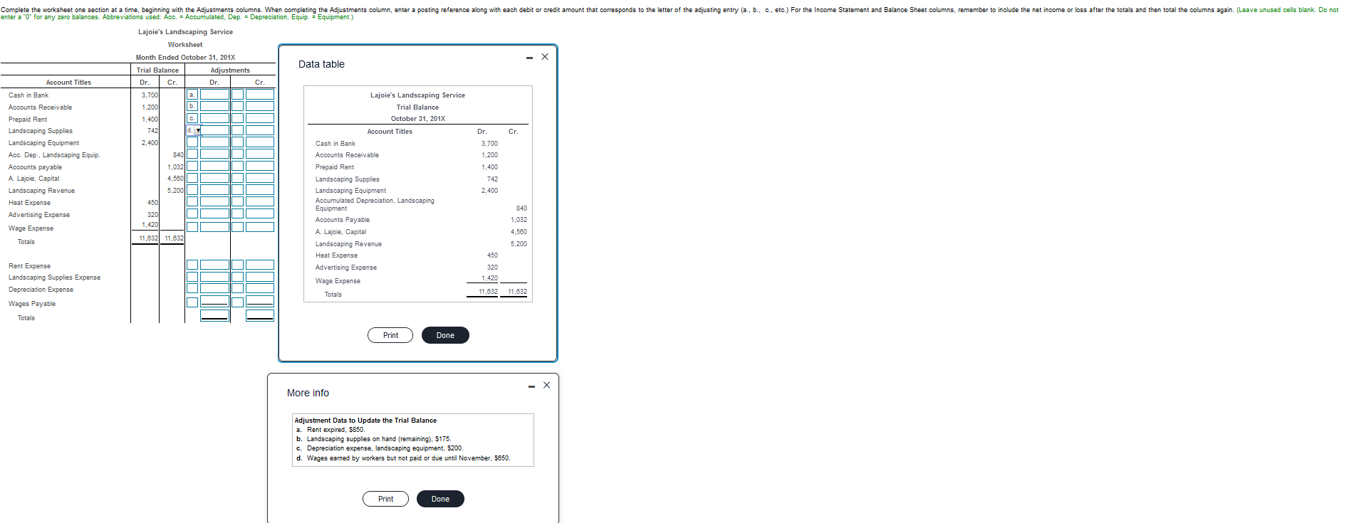 Solved Complete the worksheet one section at a time, | Chegg.com