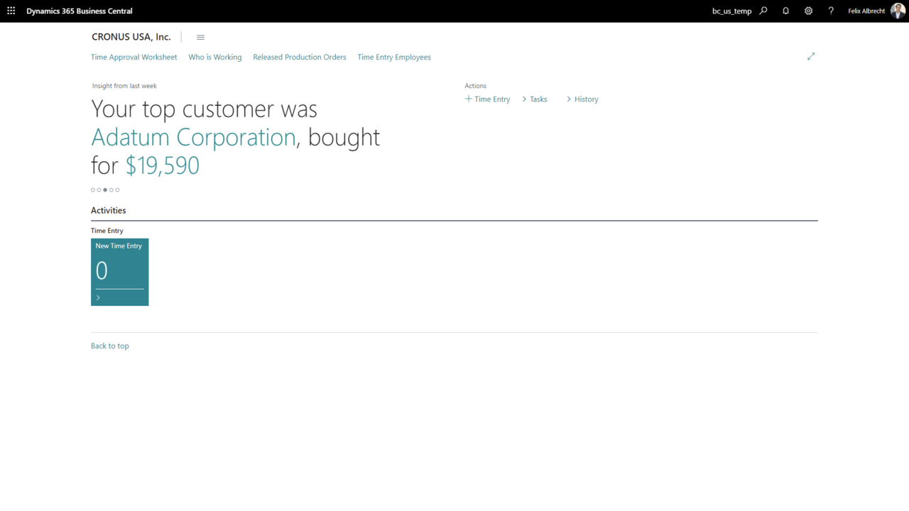 Microsoft Business Central - Time Entry - Add-on Solution
