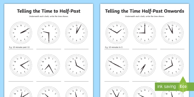Telling the Time in 5 Minute Intervals Worksheets - Twinkl