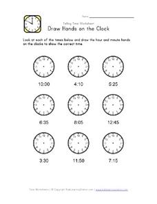 Draw Hands On the Clock: Nearest Five Minutes Worksheet for 3rd ...
