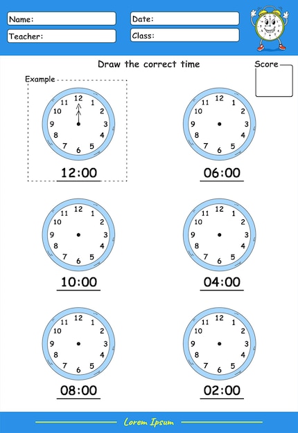 Premium Vector | What is the time Worksheet part five