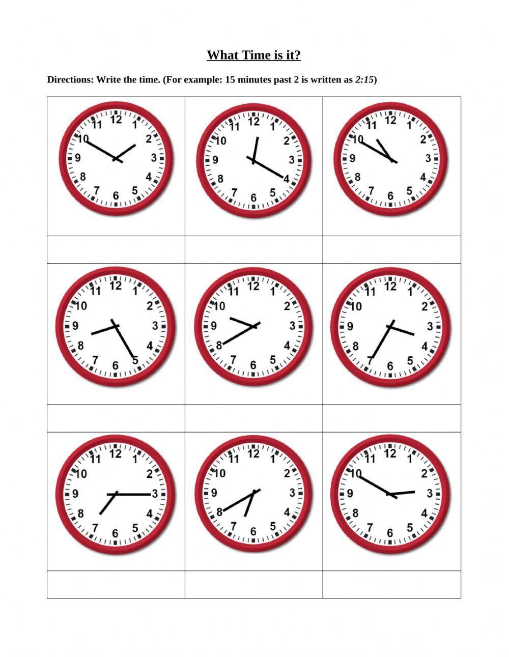 Time to the nearest five minutes worksheet  