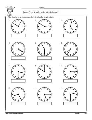 time worksheet for 5th