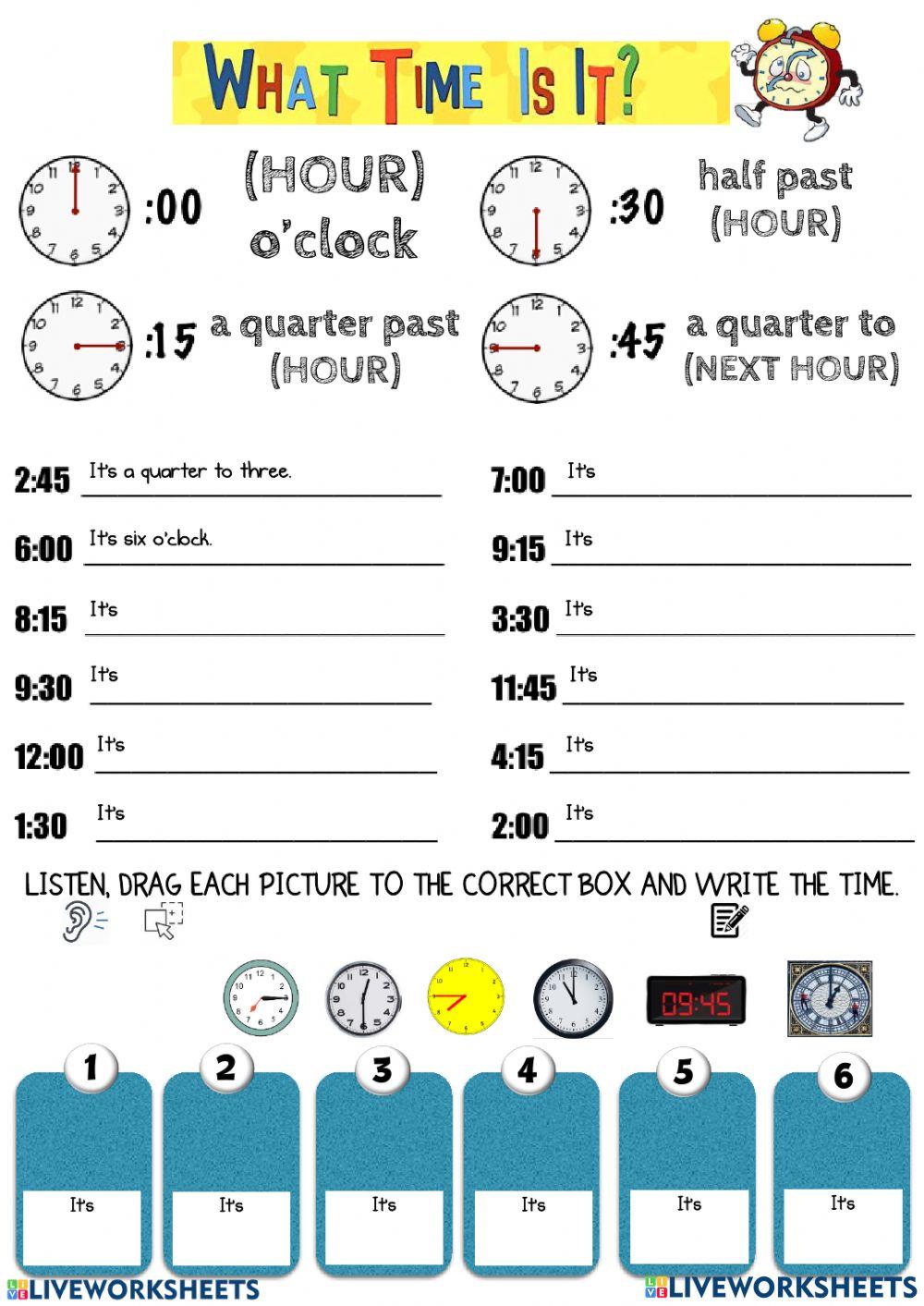 Telling Time online exercise for 3-Adults  