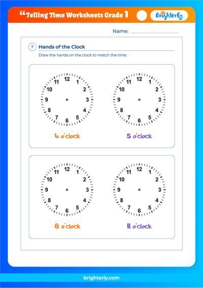 Free Telling Time Worksheets for Grade 1 from Professional Teachers