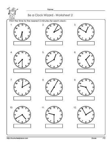 time worksheet for grade 2 free