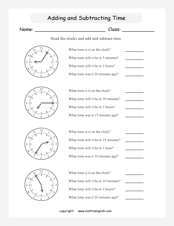time worksheet for grade 2 printable
