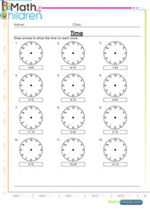 time worksheet for grade 3 online