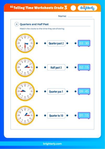 time worksheet for grade 3