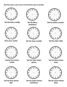 La Hora- Spanish Time Practice Worksheets | Practices worksheets ...