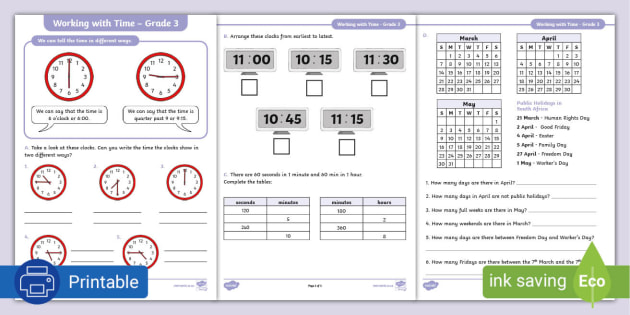 FREE! - Time Worksheets Grade 3 | Working With Time - Twinkl