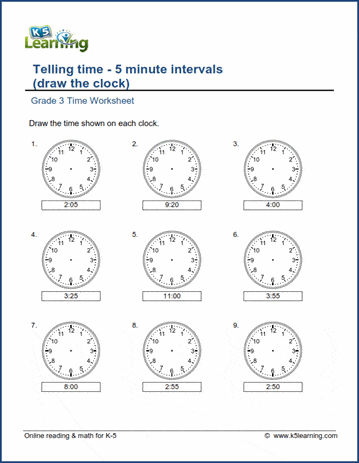 Learning To Tell Time for Grade 3 Students | Worsheets library