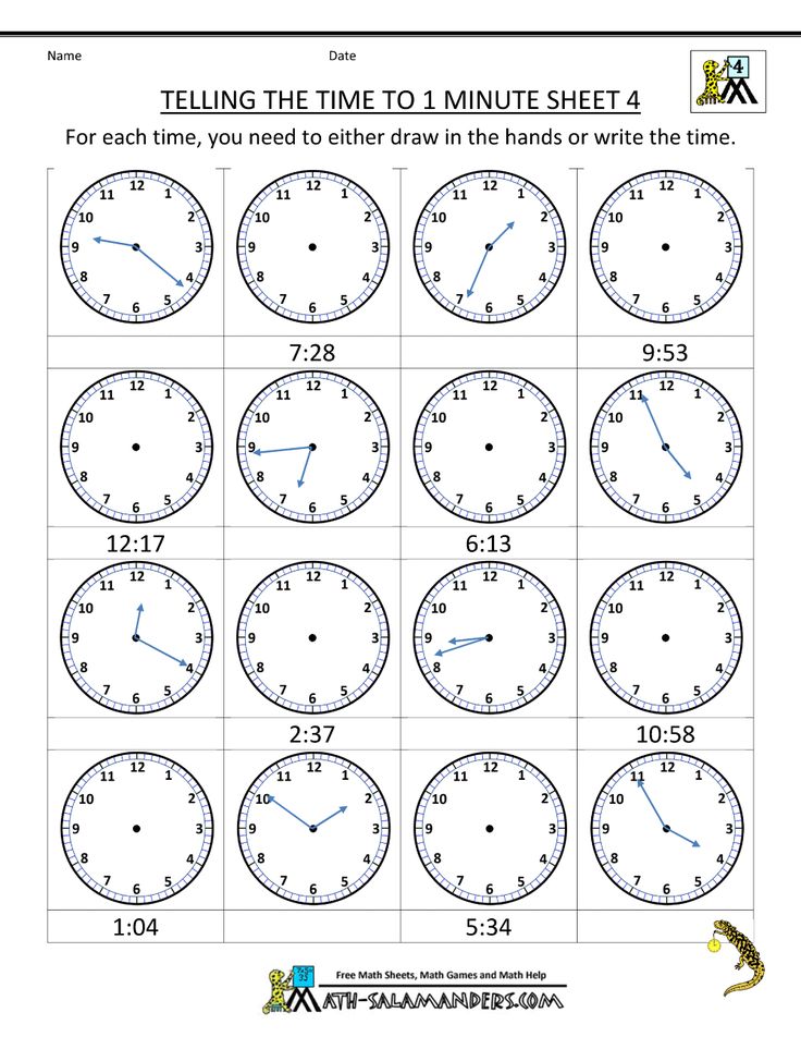 printable-time-worksheets-telling-the-time-to-1-min-4 | Clock ...