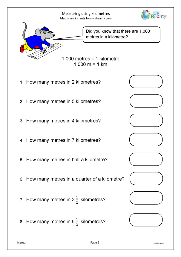 Measuring using kilometres - Measuring and Time Worksheets for ...
