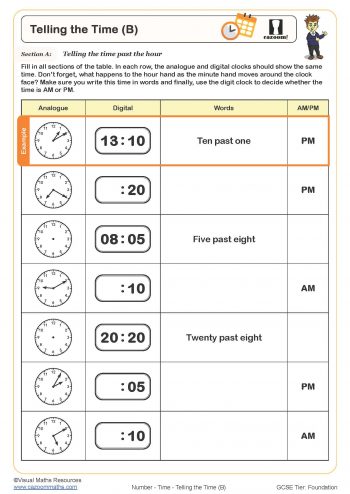 Telling The Time Worksheets - Printable Worksheets on Time, PDF ...