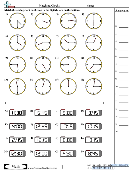 Time Worksheets | Free - CommonCoreSheets