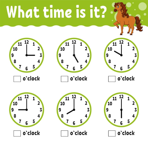 Premium Vector | Learning time on the clock Educational activity ...