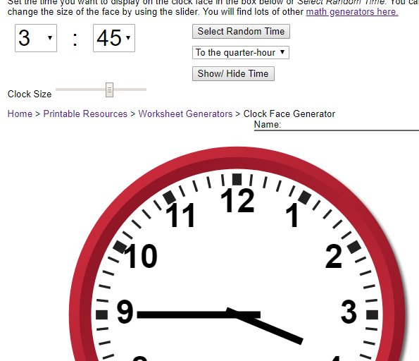 Clock Face Generator CommonCore Math Worksheets Library