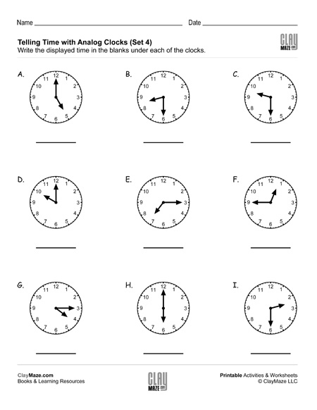 Telling Time - Read the Analog Clocks (Set 4) | Homeschool Books ...